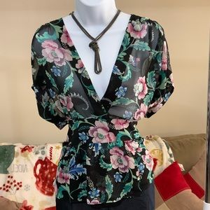 Flower tie back top